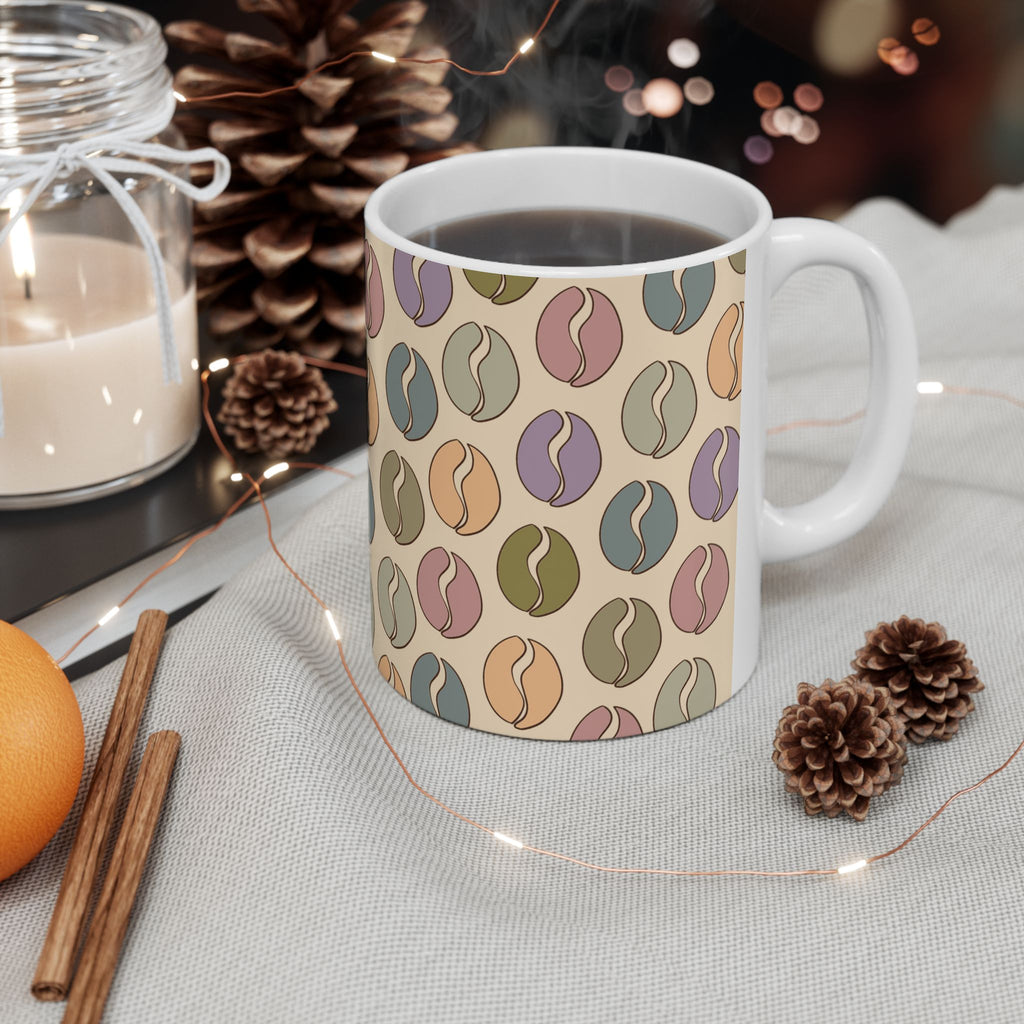 Colorful Vibes Coffee Bean Mug in Cream