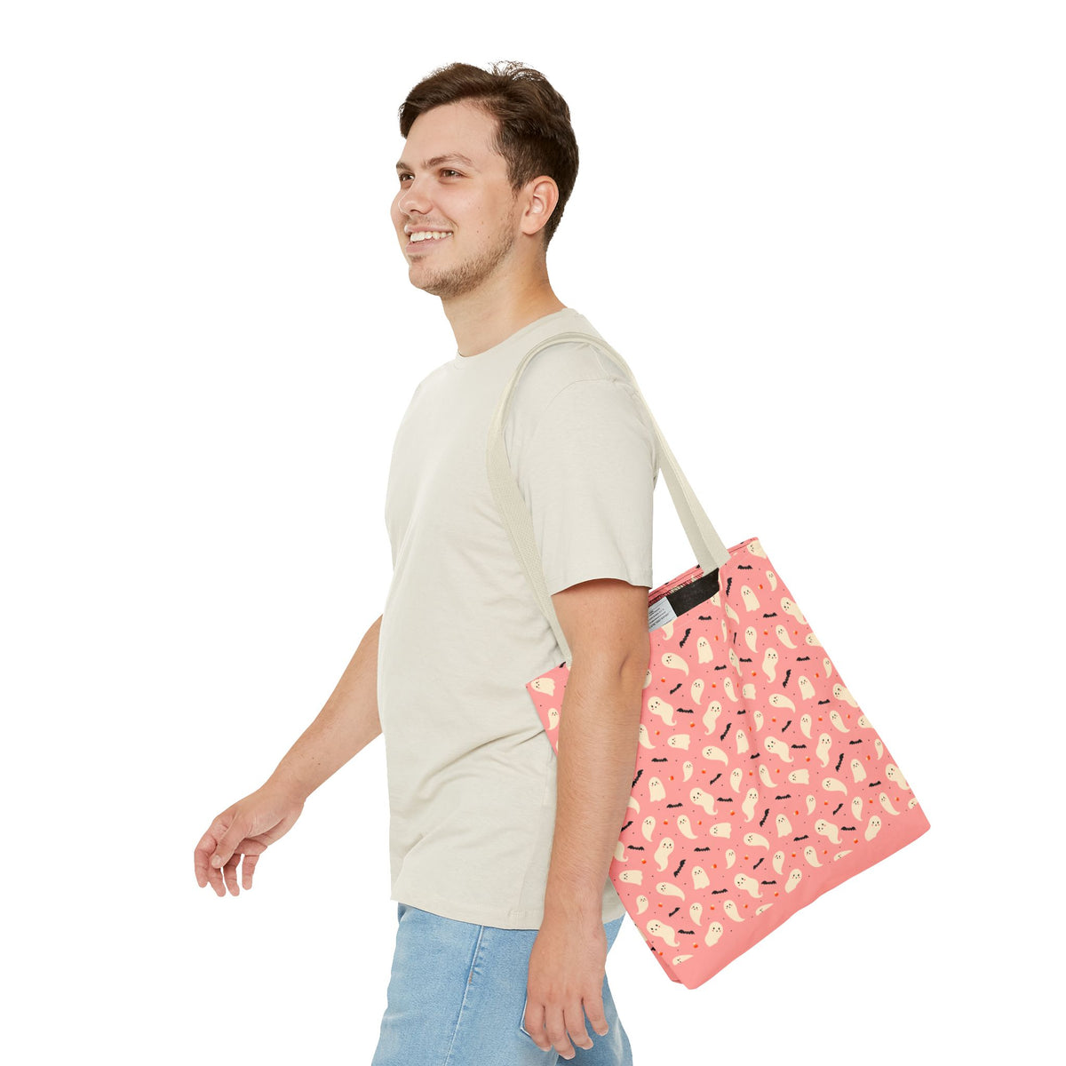 Cute Ghosts and Bats Pattern Trick or Treat Bag