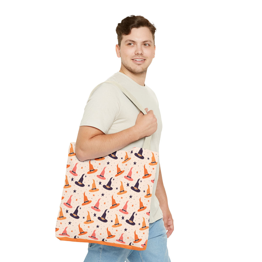 Halloween Witch Hat Tote Bag - Cute All-Over-Print Spooky Pattern