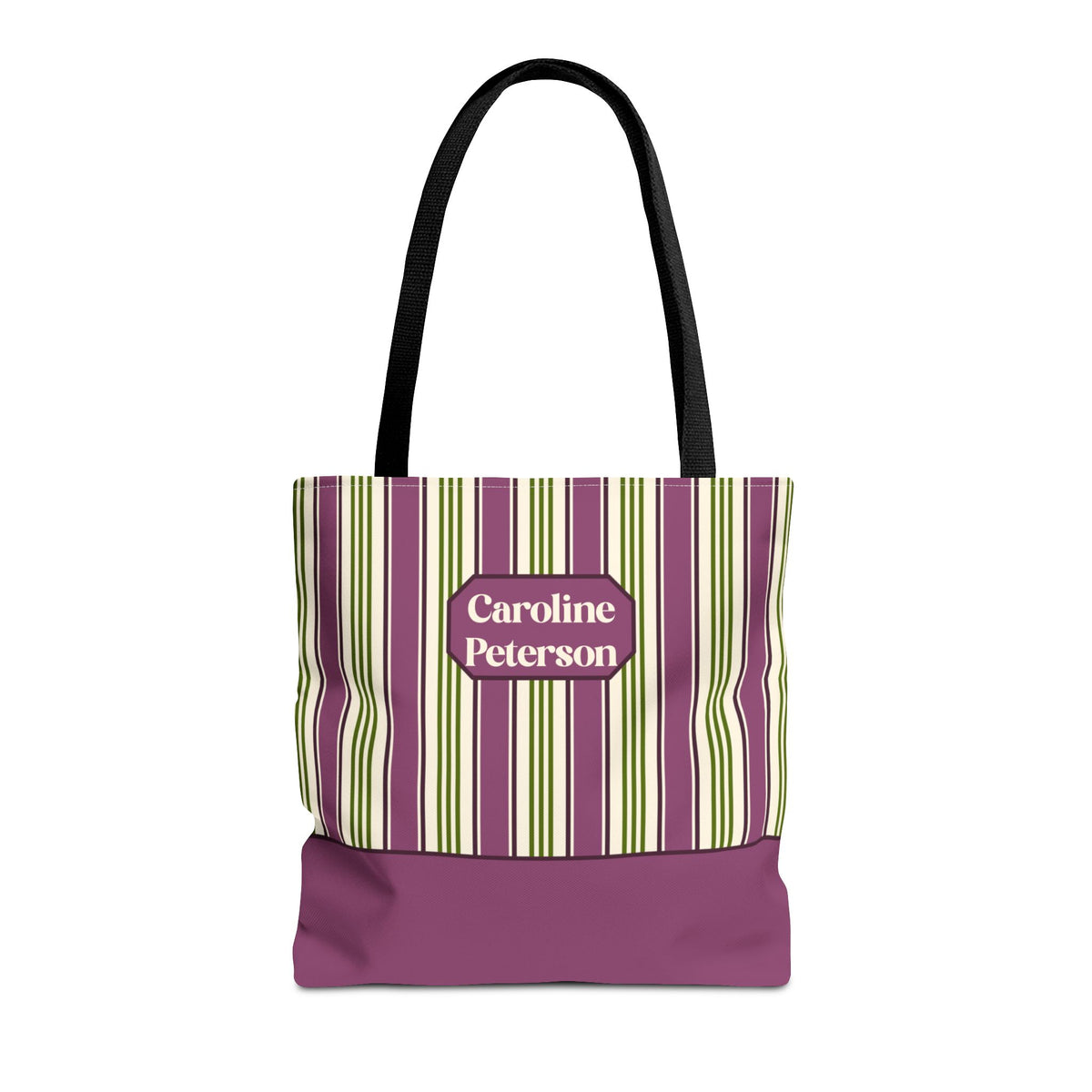 Personalizable Striped Tote Bag - Colorful Green and Purple Stripe Carryall
