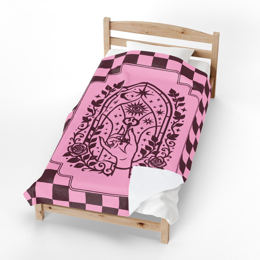 Retro Modern Key to Wisdom Velveteen Plush Blanket