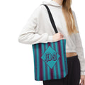 Striped Blue and Purple Monogram Bag - Vibrant Personalizable Market Tote