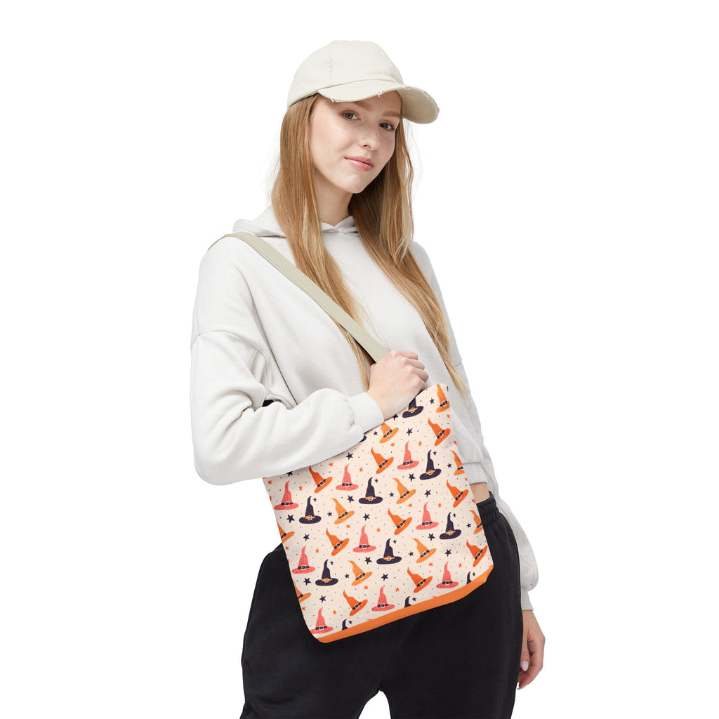 Halloween Witch Hat Tote Bag - Cute All-Over-Print Spooky Pattern