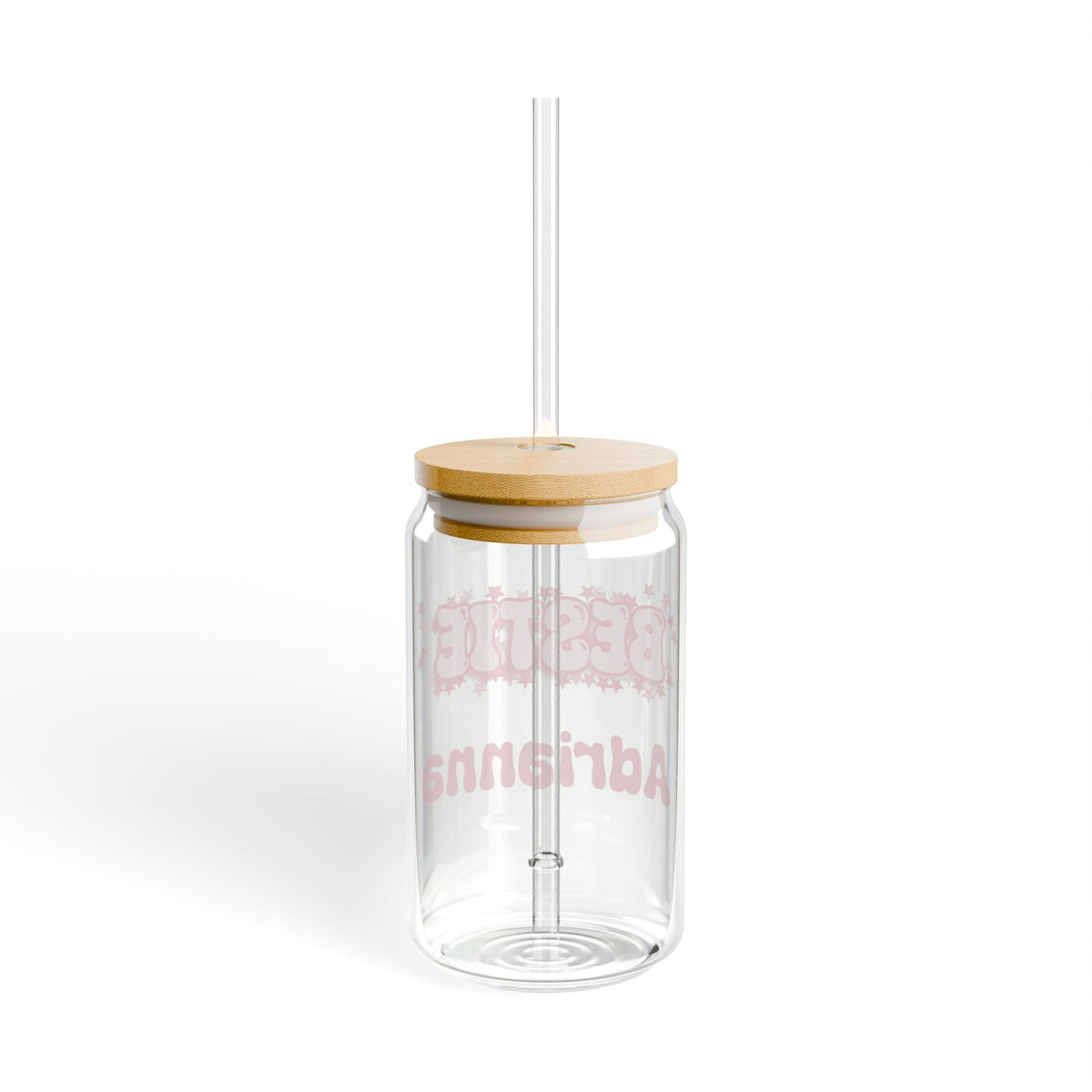 Personalizable Glass Cup - Strawberry Milk Pink Starry Bestie Glass
