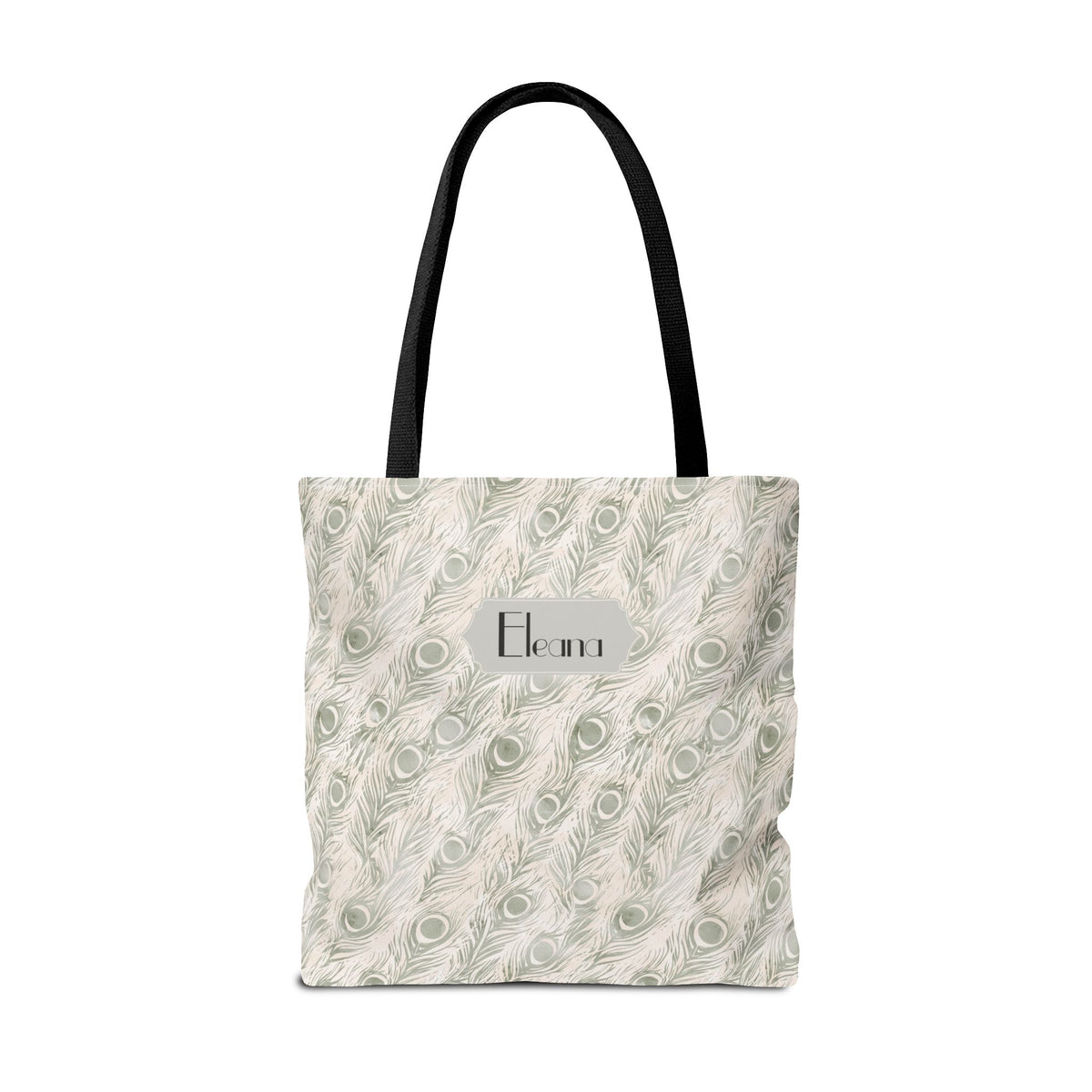 Personalizable Tote - Elegant Grey Peacock Feather Pattern Bag