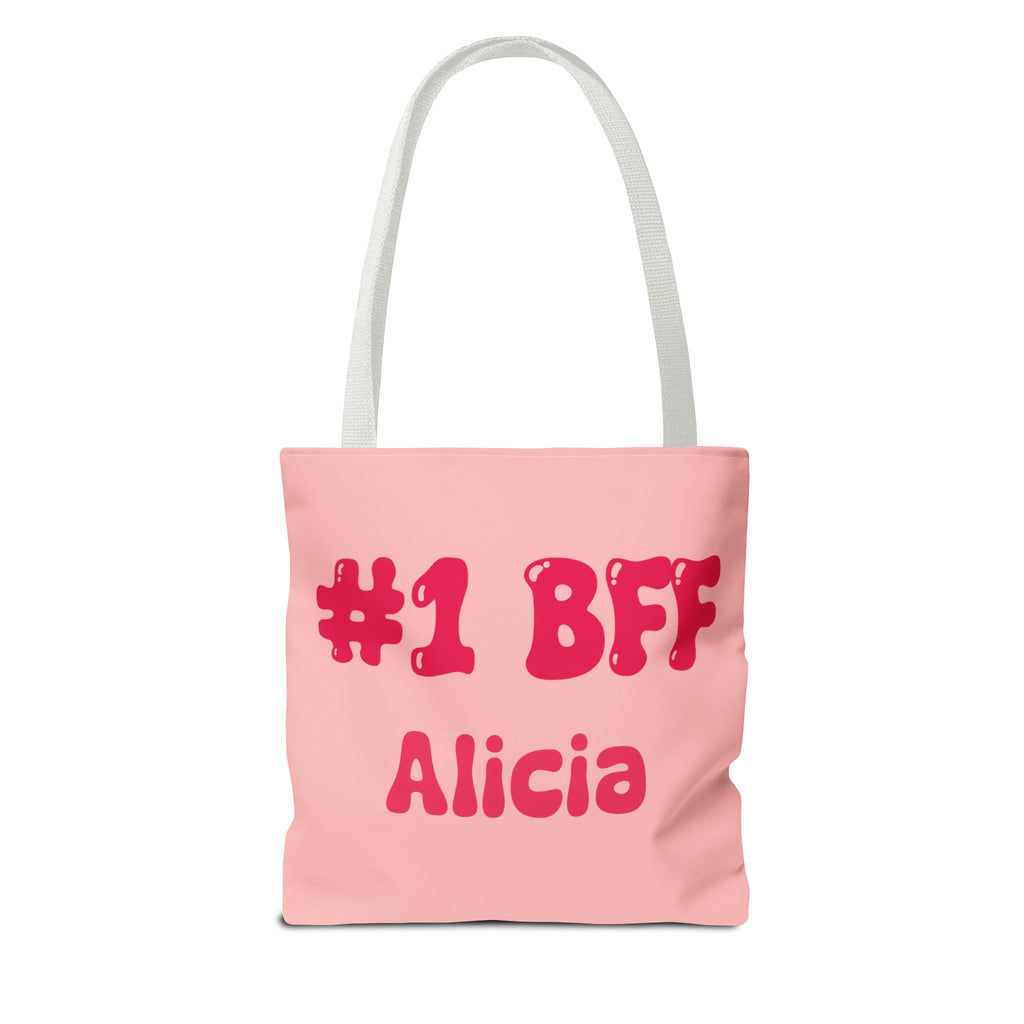Personalizable Bestie Tote Bag - Strawberry Milk Pink Hearted Tote