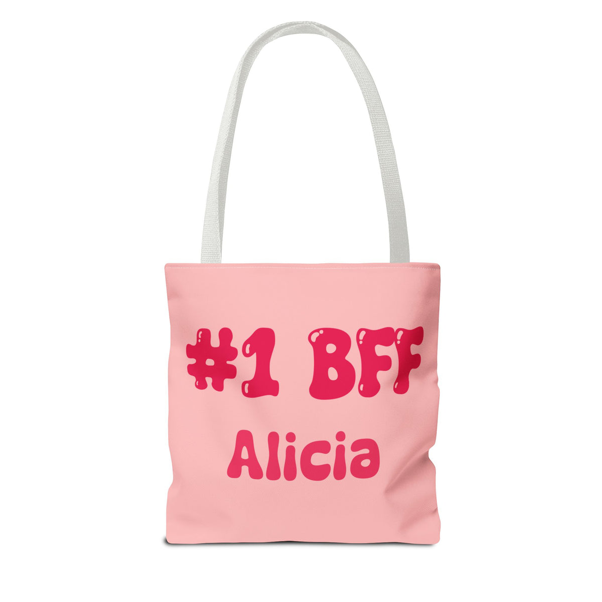 Personalizable Bestie Tote Bag - Strawberry Milk Pink Hearted Tote