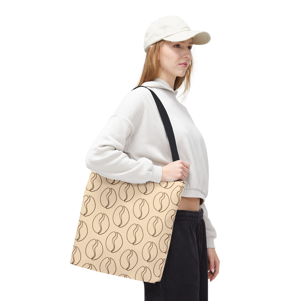 Minimalist Coffee Bean Tote Bag -Coffee Lover's Tote Bag in Cream