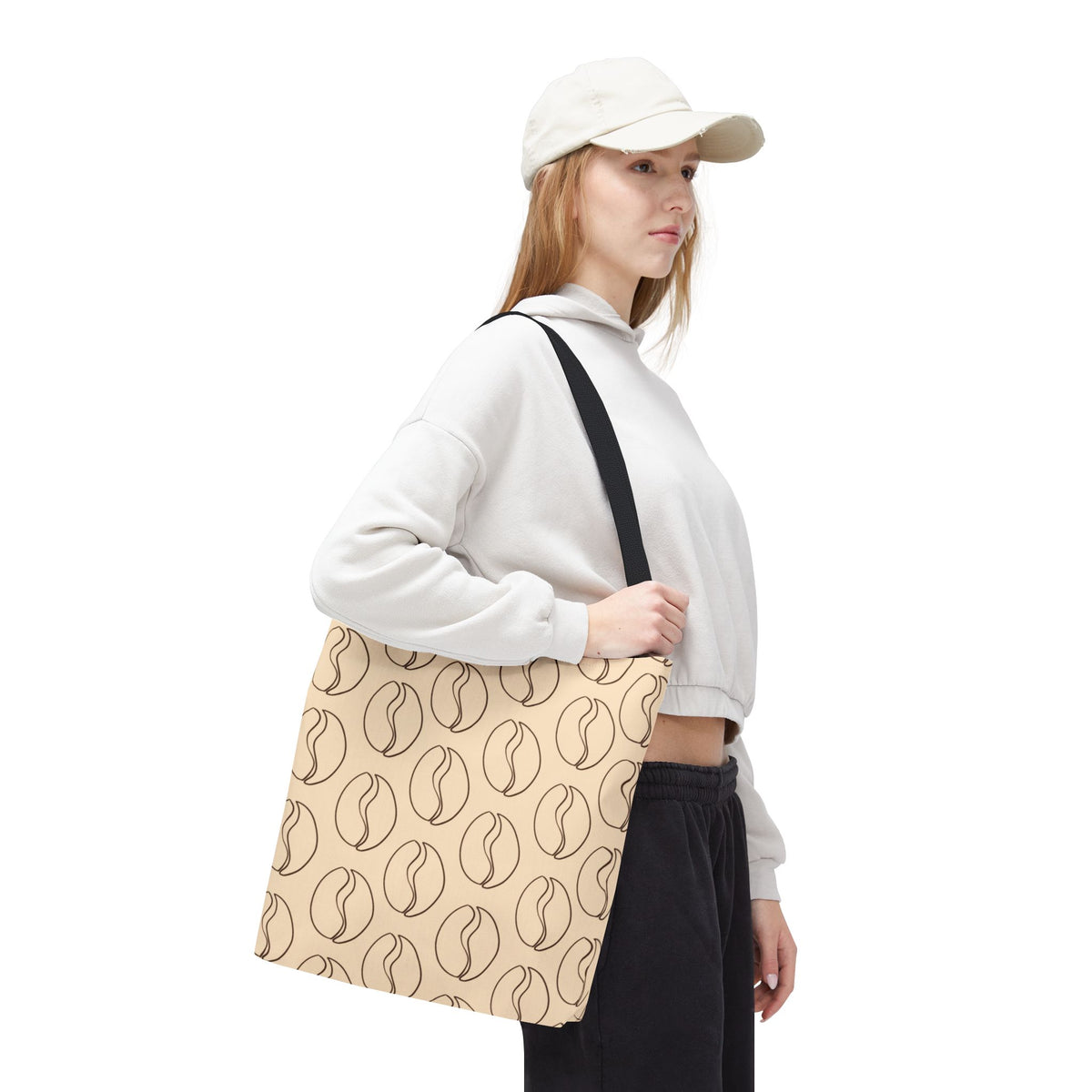 Minimalist Coffee Bean Tote Bag -Coffee Lover's Tote Bag in Cream
