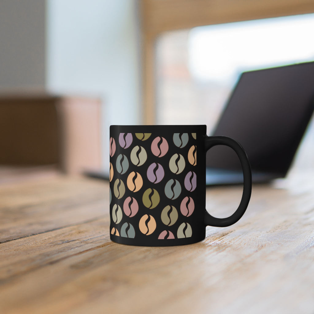Colorful Vibes Coffee Bean Mug in Black