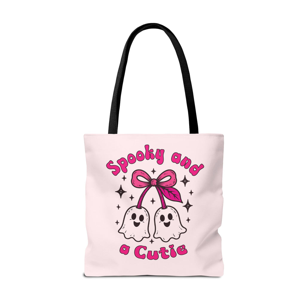 Pink Cute Ghost Cherries Tote Bag - "Spooky and a Cutie" Personalized Halloween Tote