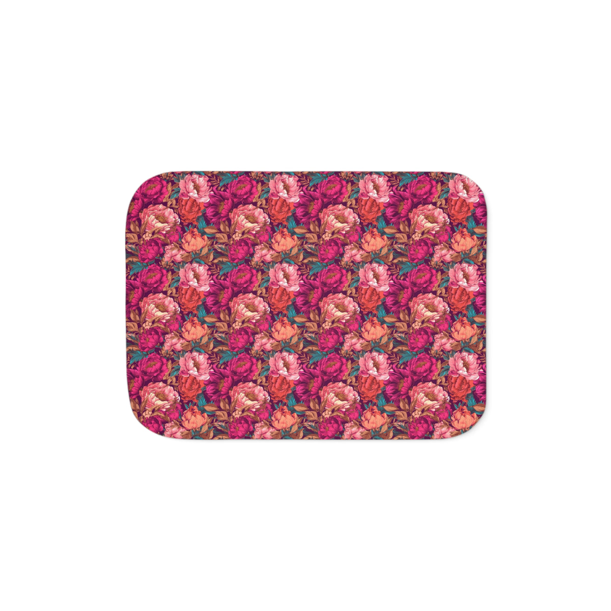 Vivid Magenta Peony Maximalist Sherpa Throw Blanket