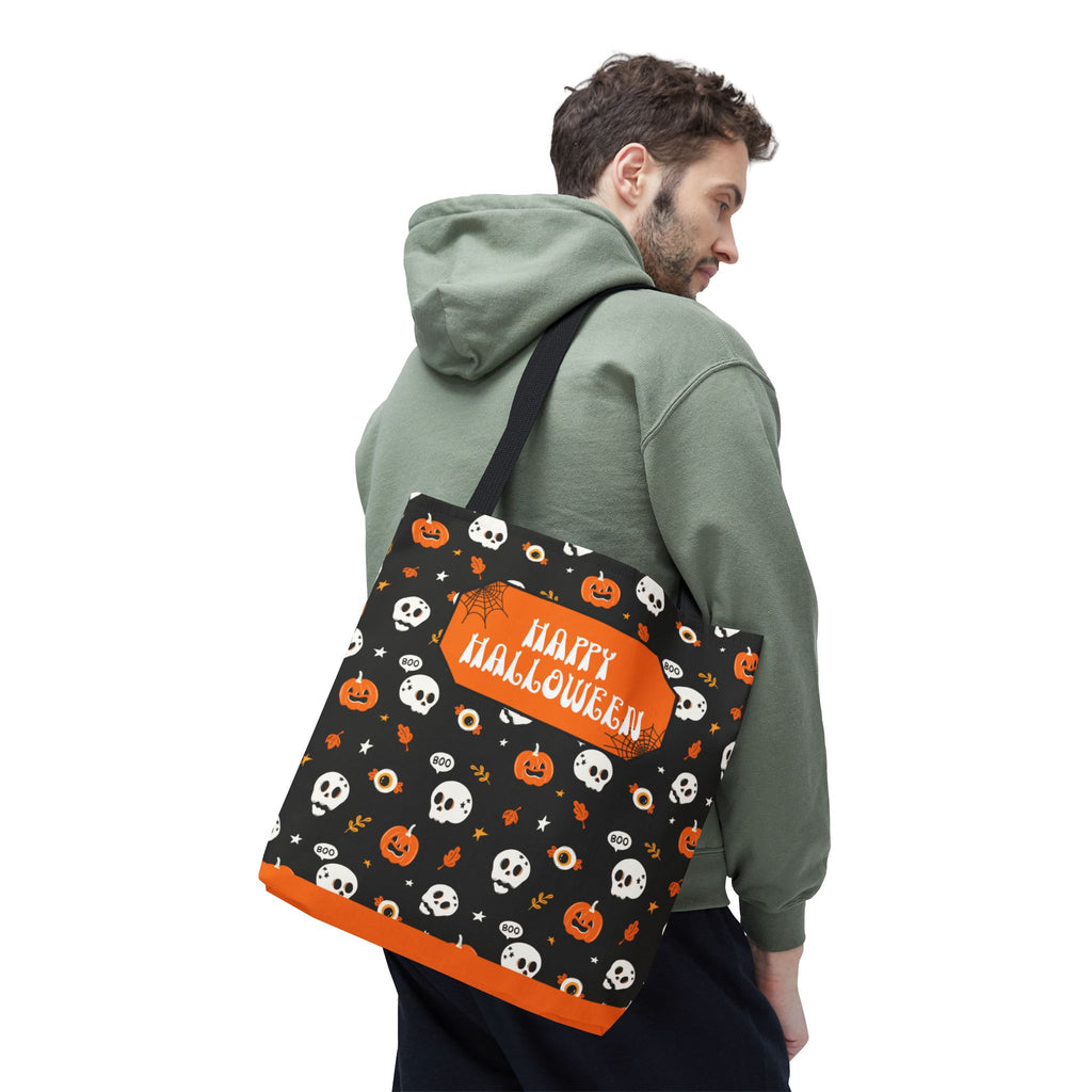 Halloween Pumpkin and Skulls Personalizable Trick-or-Treat Candy Bag