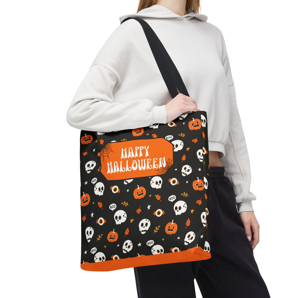 Halloween Pumpkin and Skulls Personalizable Trick-or-Treat Candy Bag