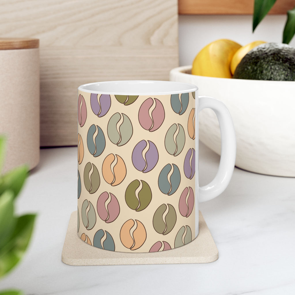 Colorful Vibes Coffee Bean Mug in Cream