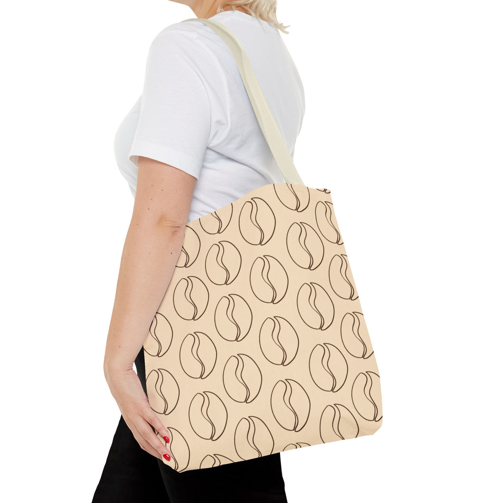 Minimalist Coffee Bean Tote Bag -Coffee Lover's Tote Bag in Cream