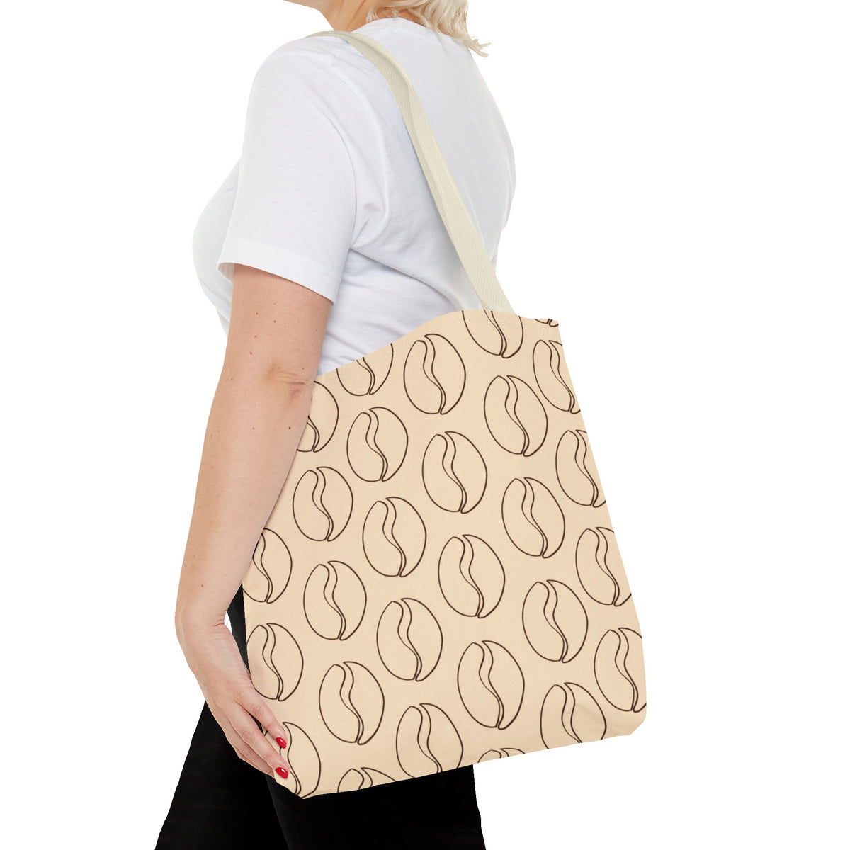 Minimalist Coffee Bean Tote Bag -Coffee Lover's Tote Bag in Cream