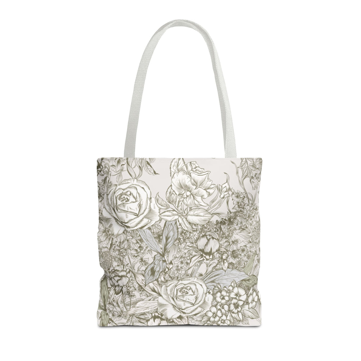 Rose Sketch Tote Bag — Grey Floral Carryall