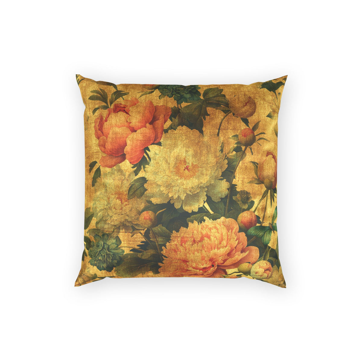 Elegant Velvet Floral Pillow - Vintage Colorful Peonies Throw Pillow
