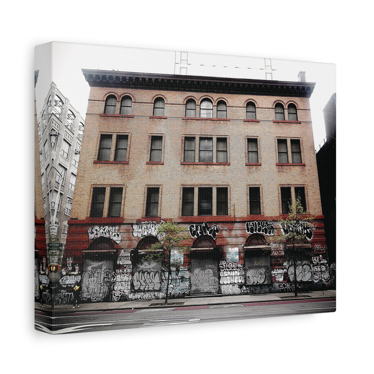 Urban Graffiti Photo Gallery Wrap - Street Level Tagged Building Canvas Wrap