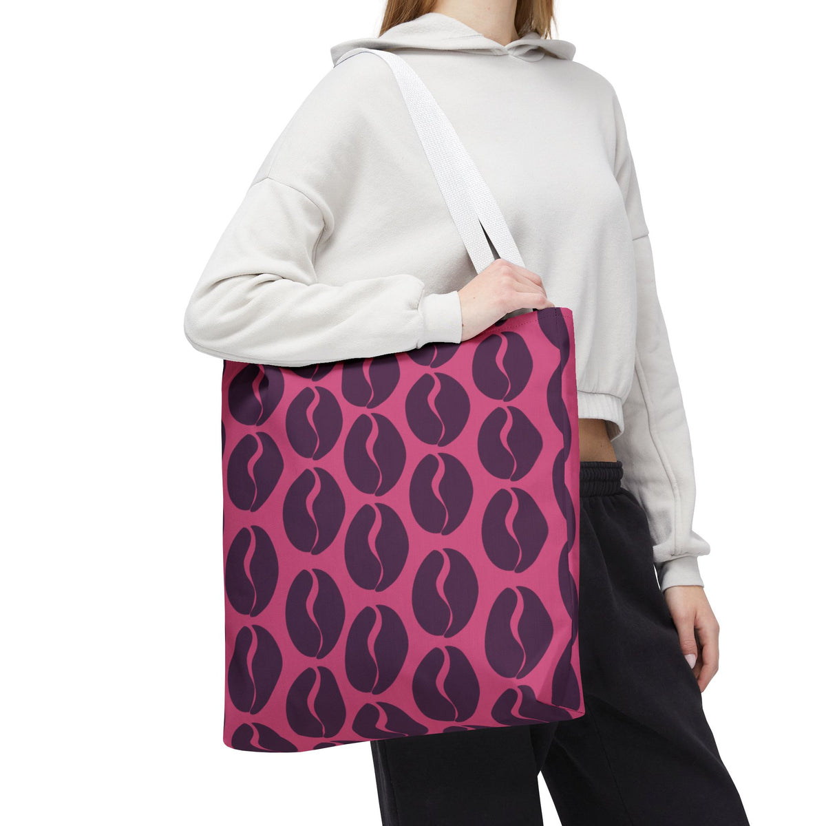 Coffee Lover's Tote - Grape on Pink Coffee Vibes Tote Bag