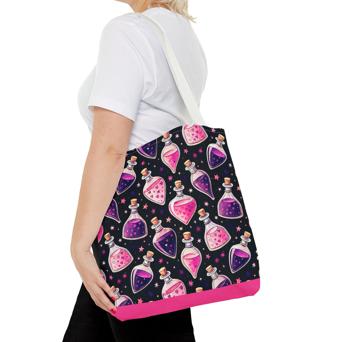 Cute Spooky Potion Bottle Bag - Pink and Purple Magic Halloween Tote