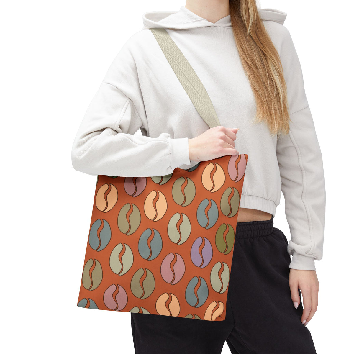 Coffee Lover's Tote - Colorful Coffee Bean Bag in Orange