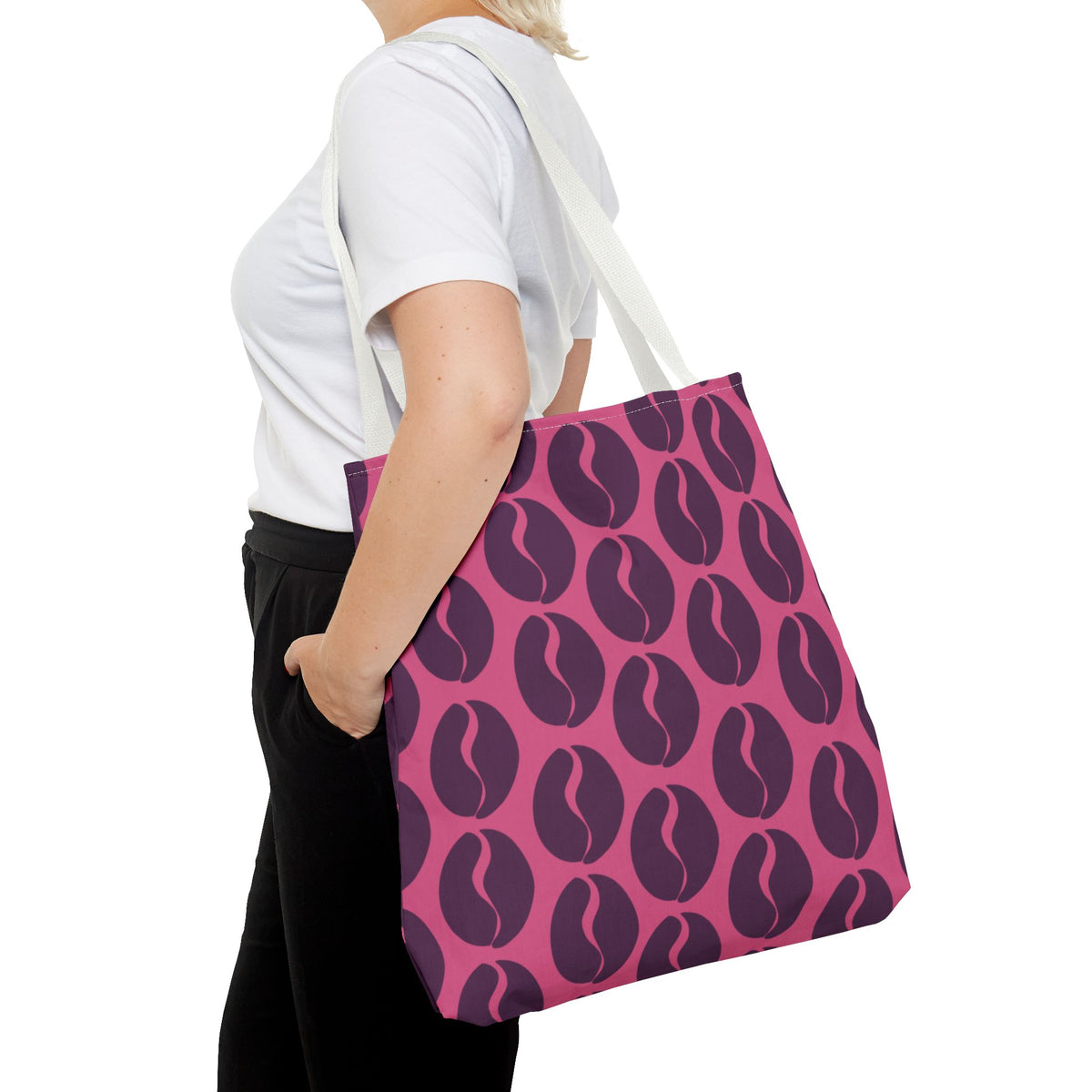 Coffee Lover's Tote - Grape on Pink Coffee Vibes Tote Bag