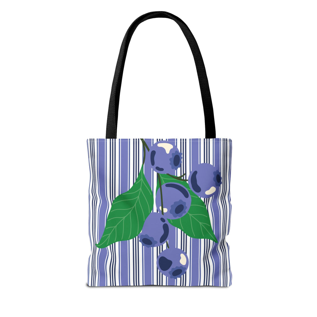 Blueberry Stripe Tote Bag - Summer Fruit Market Tote