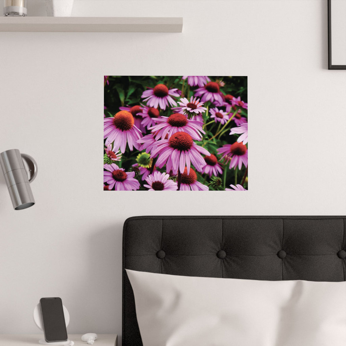 Floral Satin Poster - Vibrant Field of Purple Coneflowers Poster