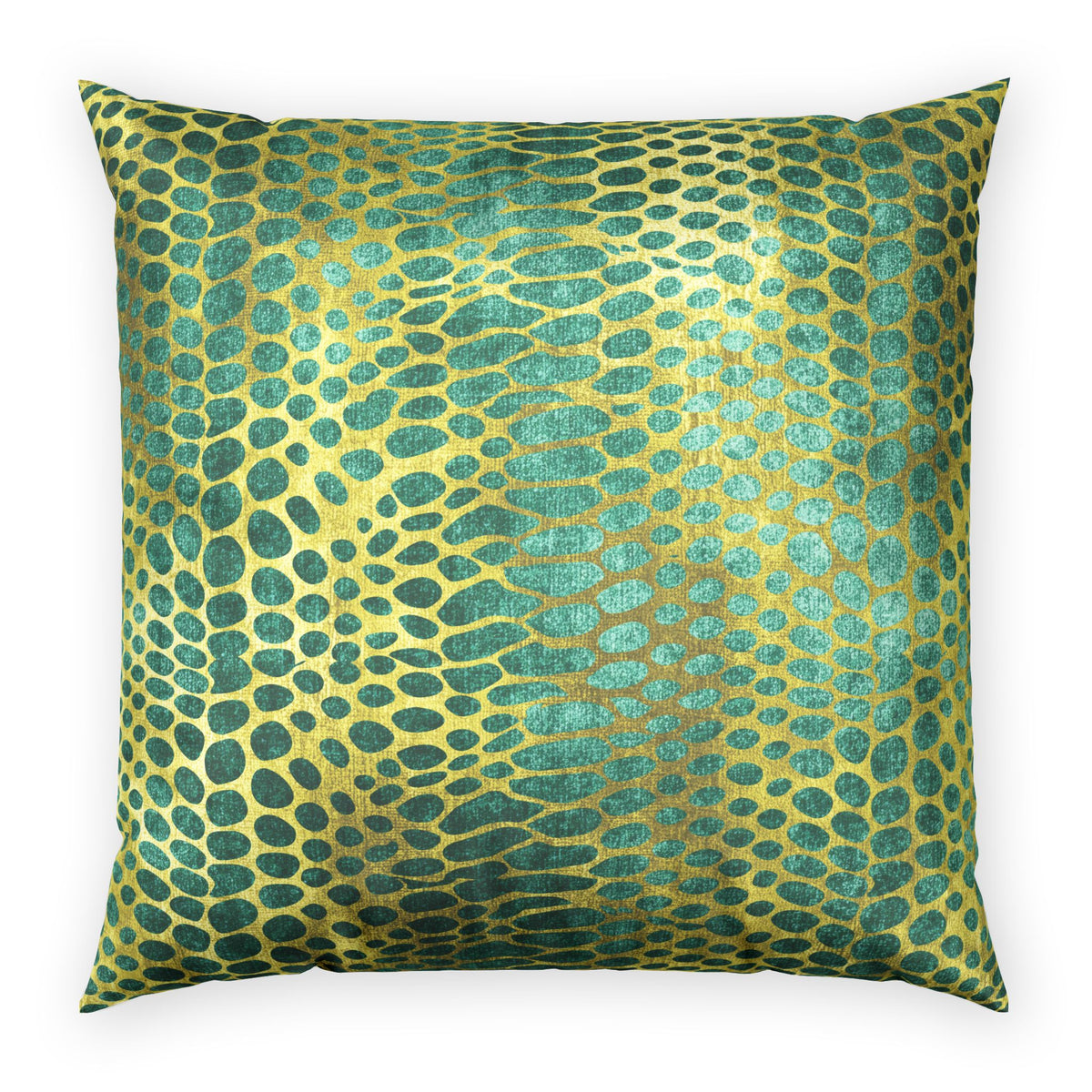 Glam Snake Skin Decorative Pillow - Green and Gold Print Velvet Pillow