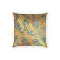 Peacock Feather Velvet Pillow - Luxe Gold and Teal Decorative Pillow
