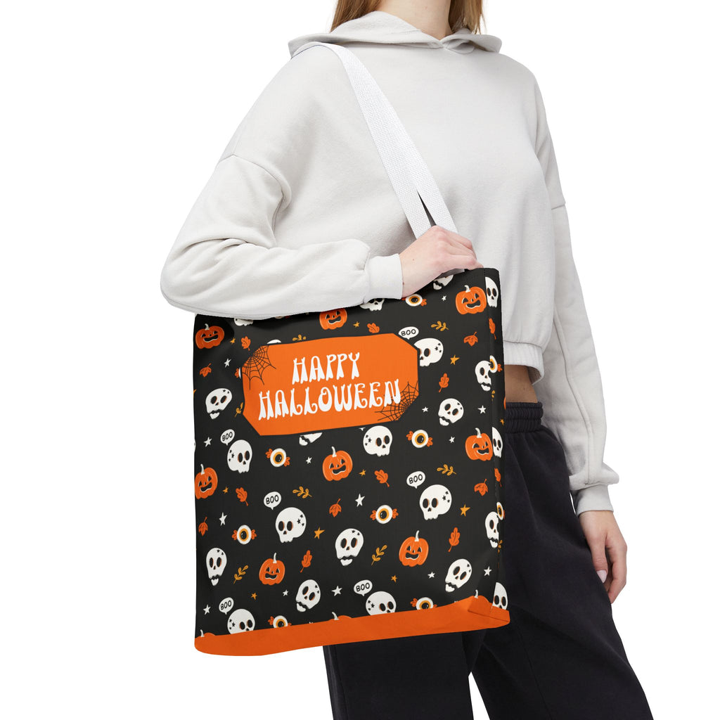 Halloween Pumpkin and Skulls Personalizable Trick-or-Treat Candy Bag