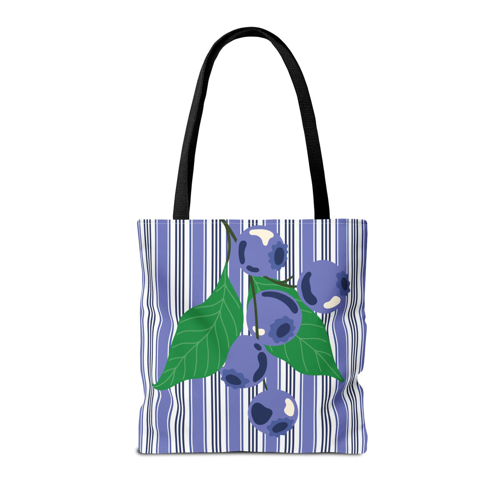 Blueberry Stripe Tote Bag - Summer Fruit Market Tote
