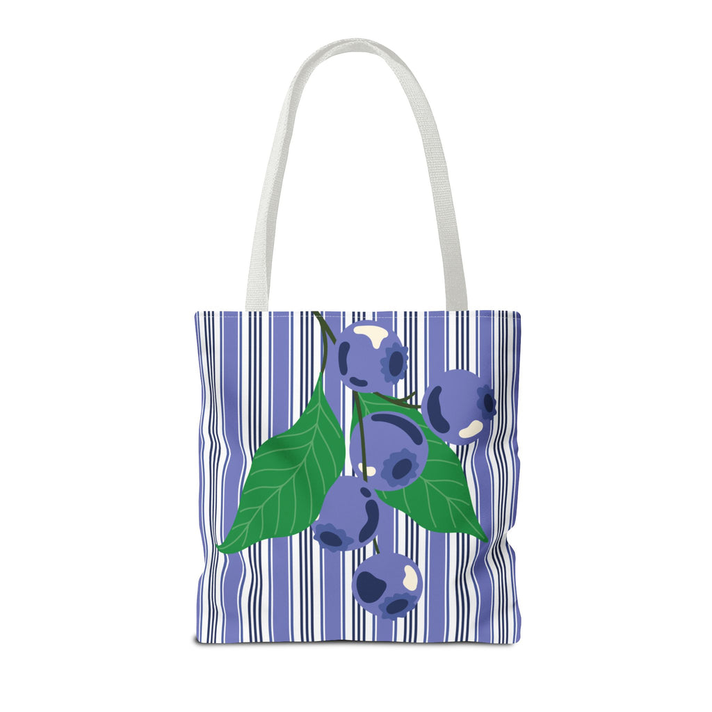 Blueberry Stripe Tote Bag - Summer Fruit Market Tote