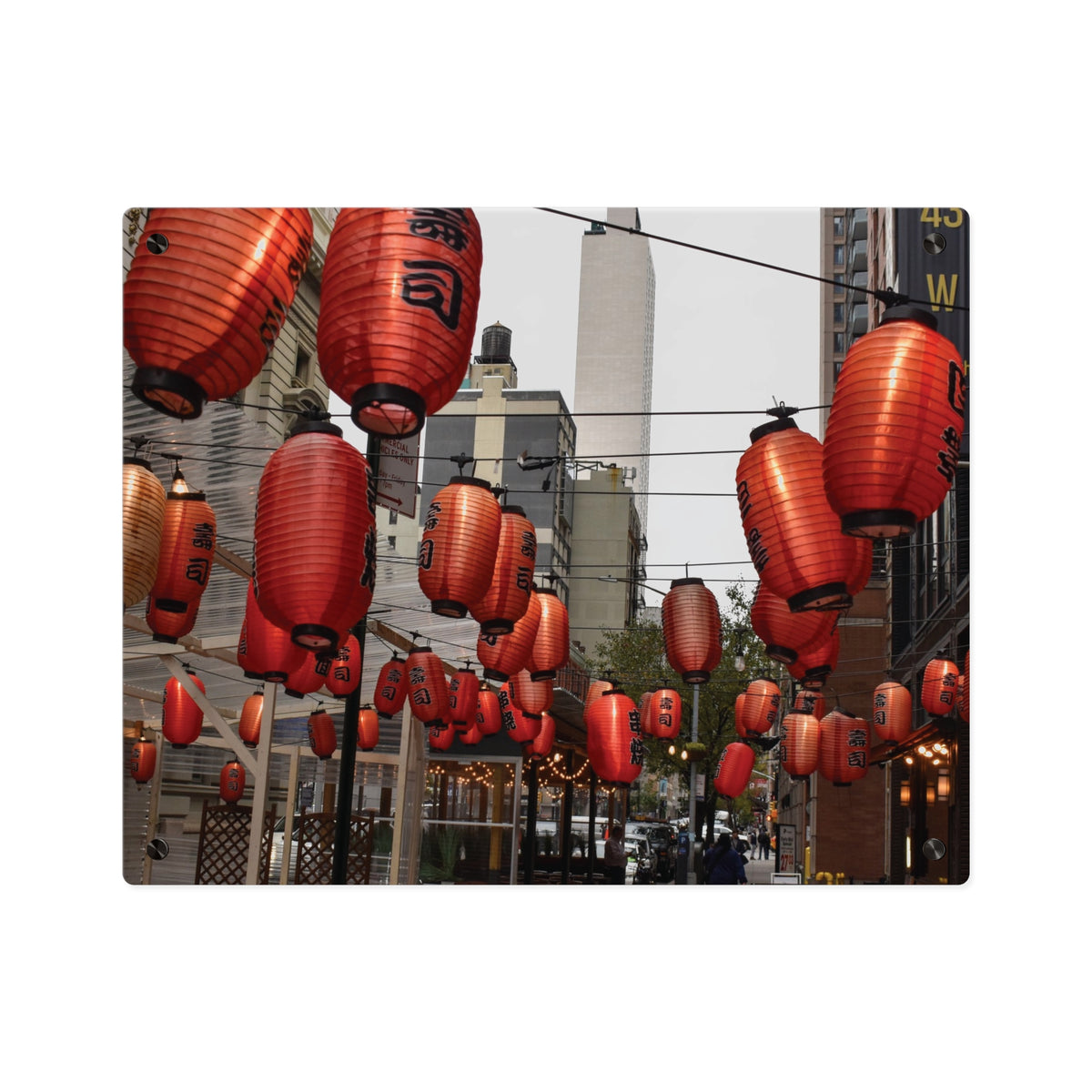 Urban Streetscape Wall Art - Red Lanterns Photo Acrylic Panel