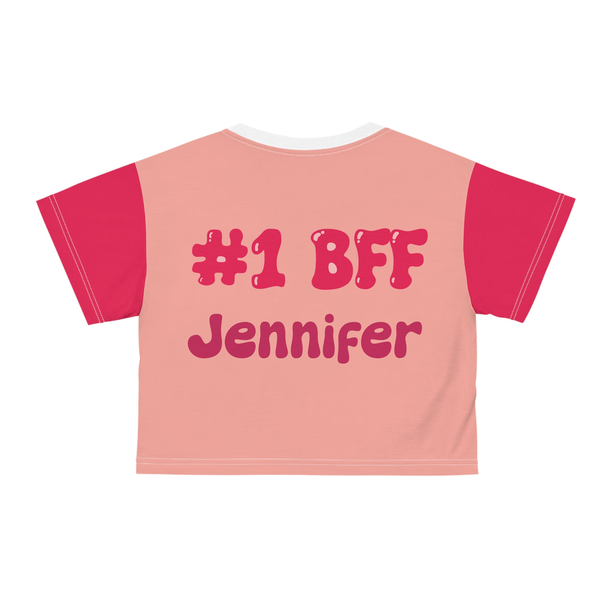 Best Friend Personalizable Crop Top - Strawberry Milk Pink Bestie Heart T-Shirt