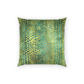 Glam Snake Skin Decorative Pillow - Green and Gold Print Velvet Pillow