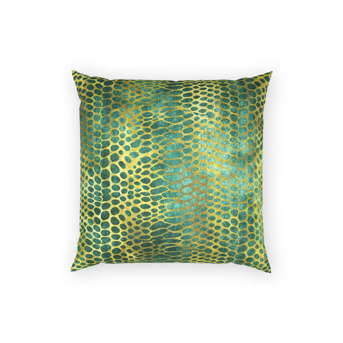 Glam Snake Skin Decorative Pillow - Green and Gold Print Velvet Pillow