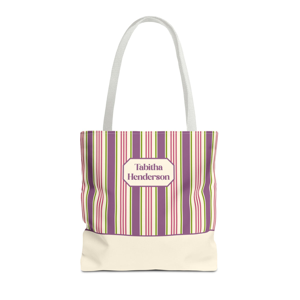 Colorful Striped Tote Bag – Personalizable Purple Pink and Green Tote