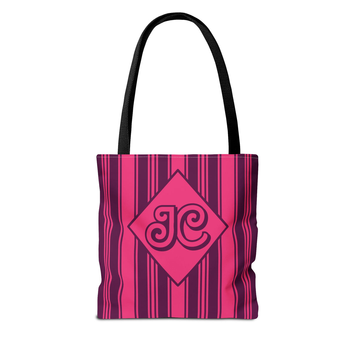 Personalizable Striped Tote Bag - Bright Pink and Purple Monogram Carryall