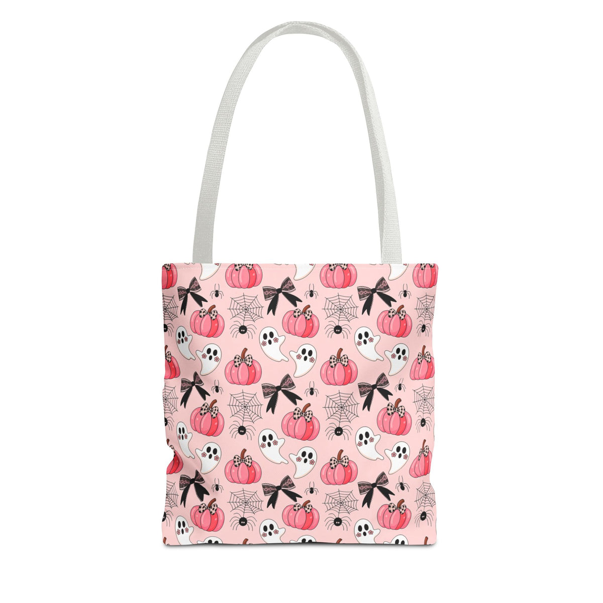 Coquette Pumpkin Halloween Tote Bag - Cute Ghosts and Bows Carryall