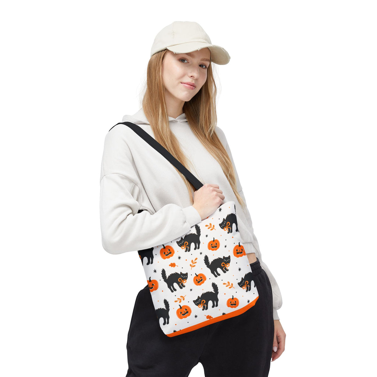 Cute Black Cats and Jack-O’-Lantern Halloween Tote Bag