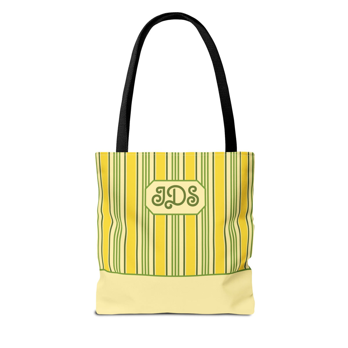 Personalizable Yellow and Green Striped Tote – Bright Summer Market Bag