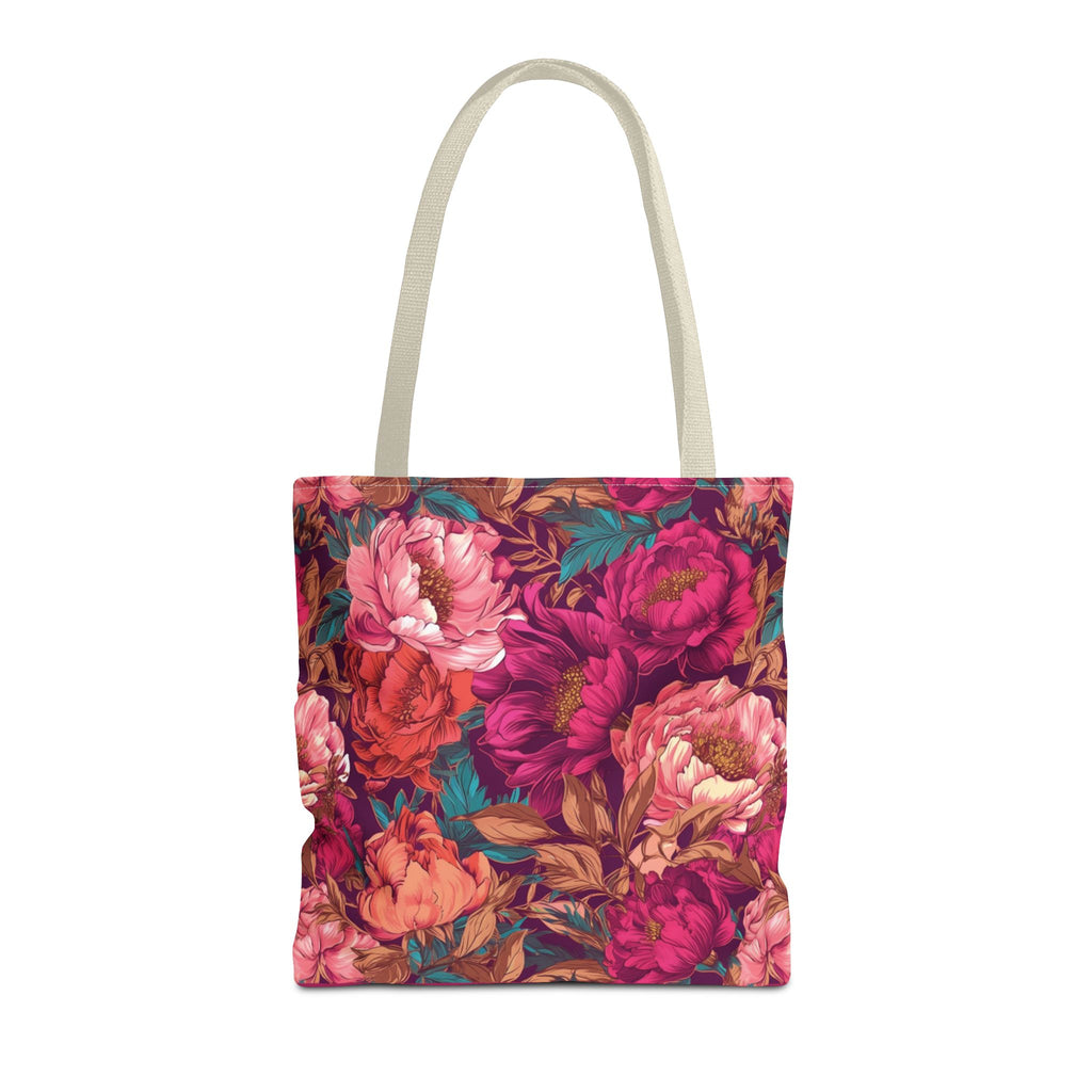 Bright Magenta and Teal Peony Tote Bag – Vintage Punk Floral Carryall