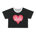 Best Friend Personalizable Crop Top - Strawberry Milk Pink Bestie Heart T-Shirt