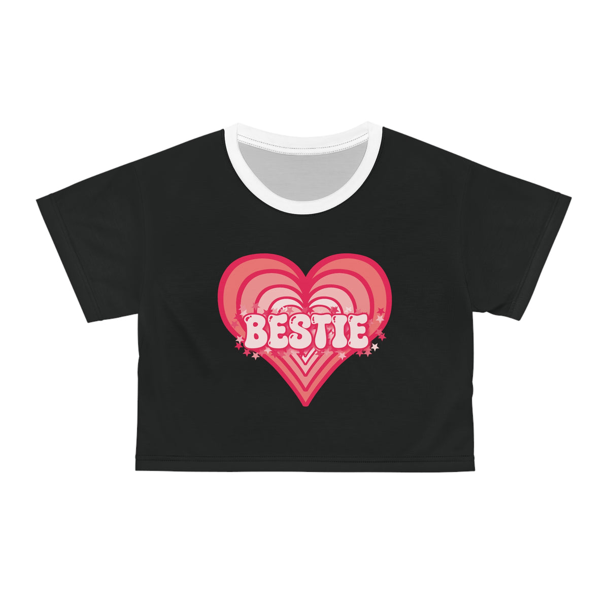 Best Friend Personalizable Crop Top - Strawberry Milk Pink Bestie Heart T-Shirt