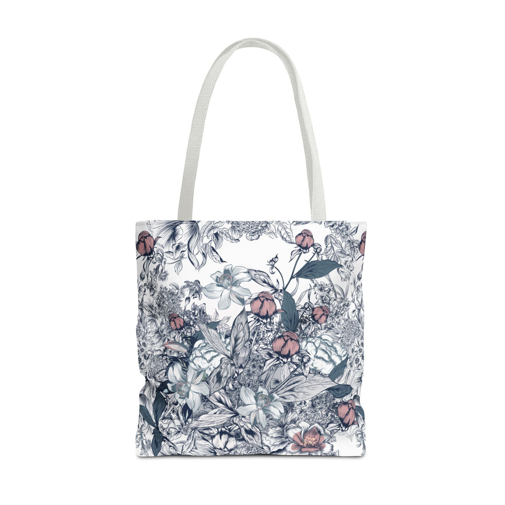 Navy and Pink Floral Sketch Tote Bag - Botanical Market Carryall