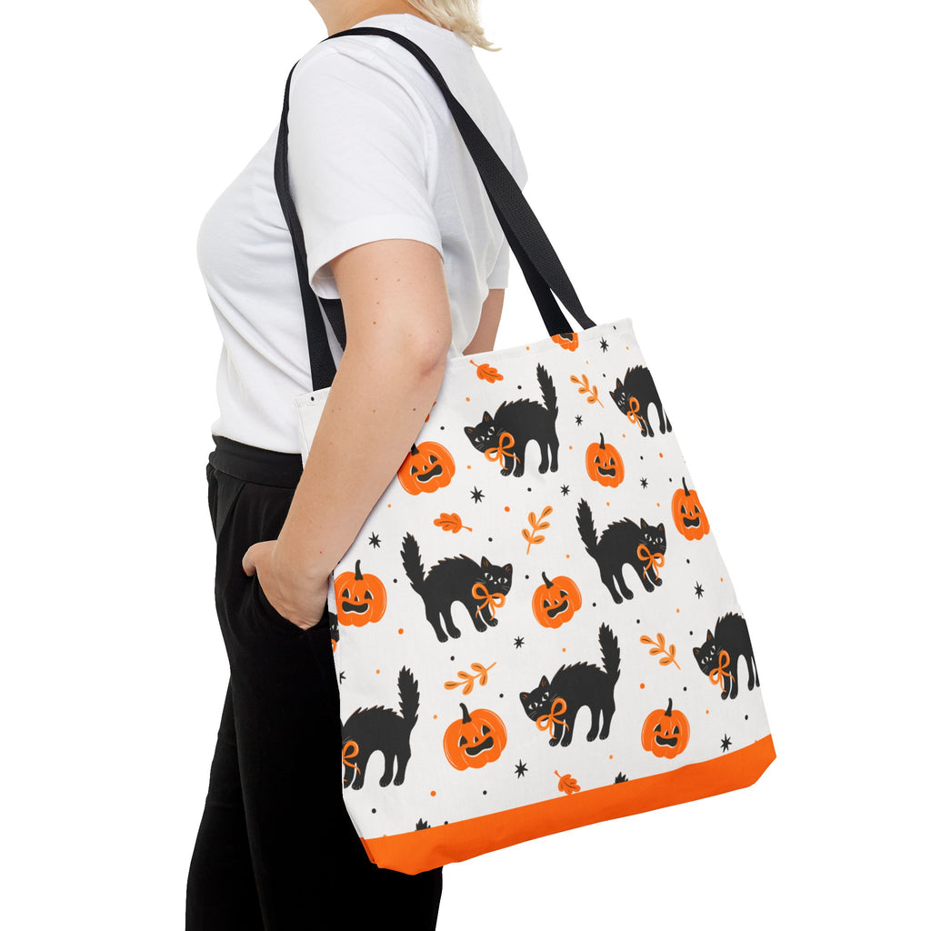 Cute Black Cats and Jack-O’-Lantern Halloween Tote Bag