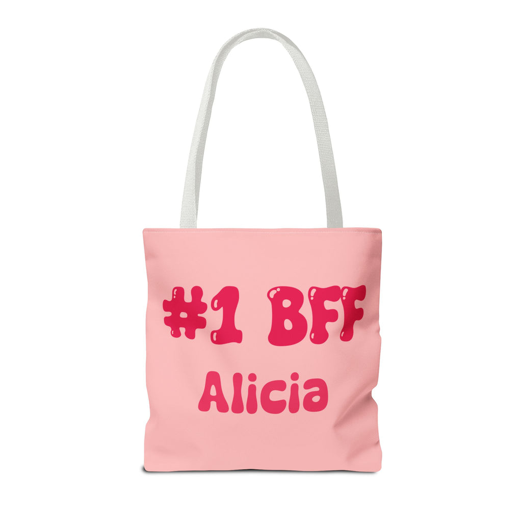 Personalizable Bestie Tote Bag - Strawberry Milk Pink Hearted Tote